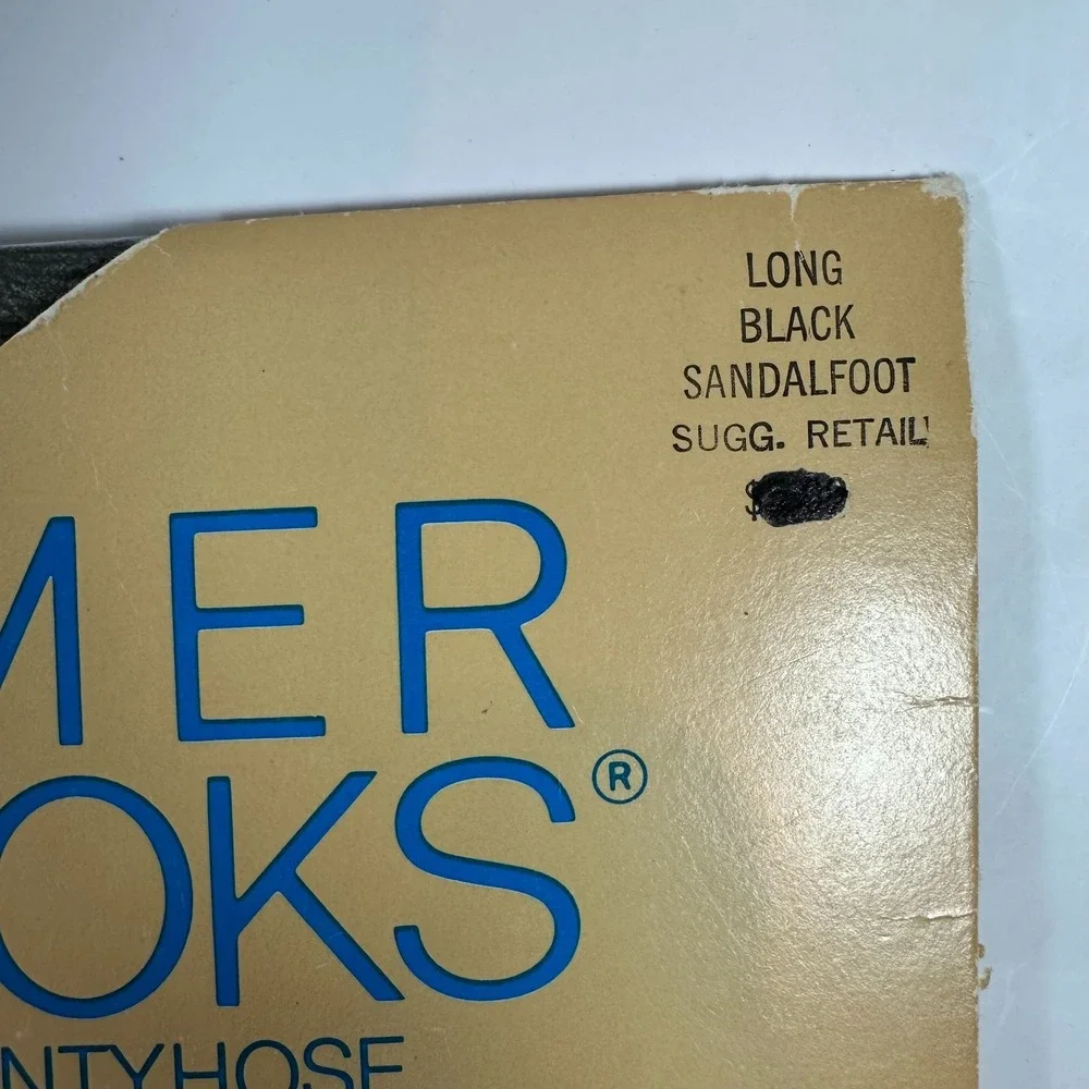 VTG Summer Leg Looks Kayser-Roth Hosiery Long Black Sandalfoot Patterned 1986